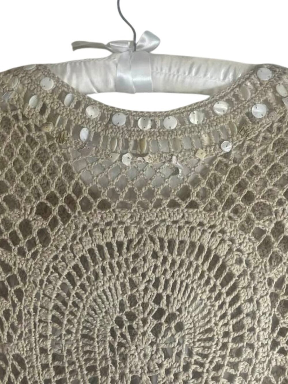 Boston Proper Boho Embellished Open Crochet Tunic Top Shells Size Small - Picture 5 of 10
